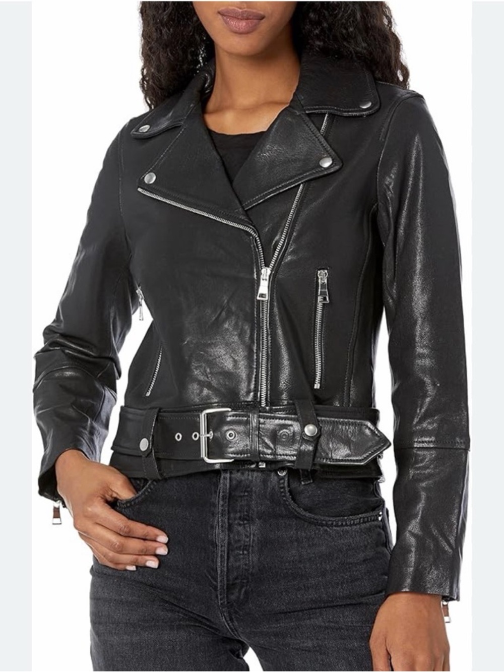 Club Monaco Black Leather Biker